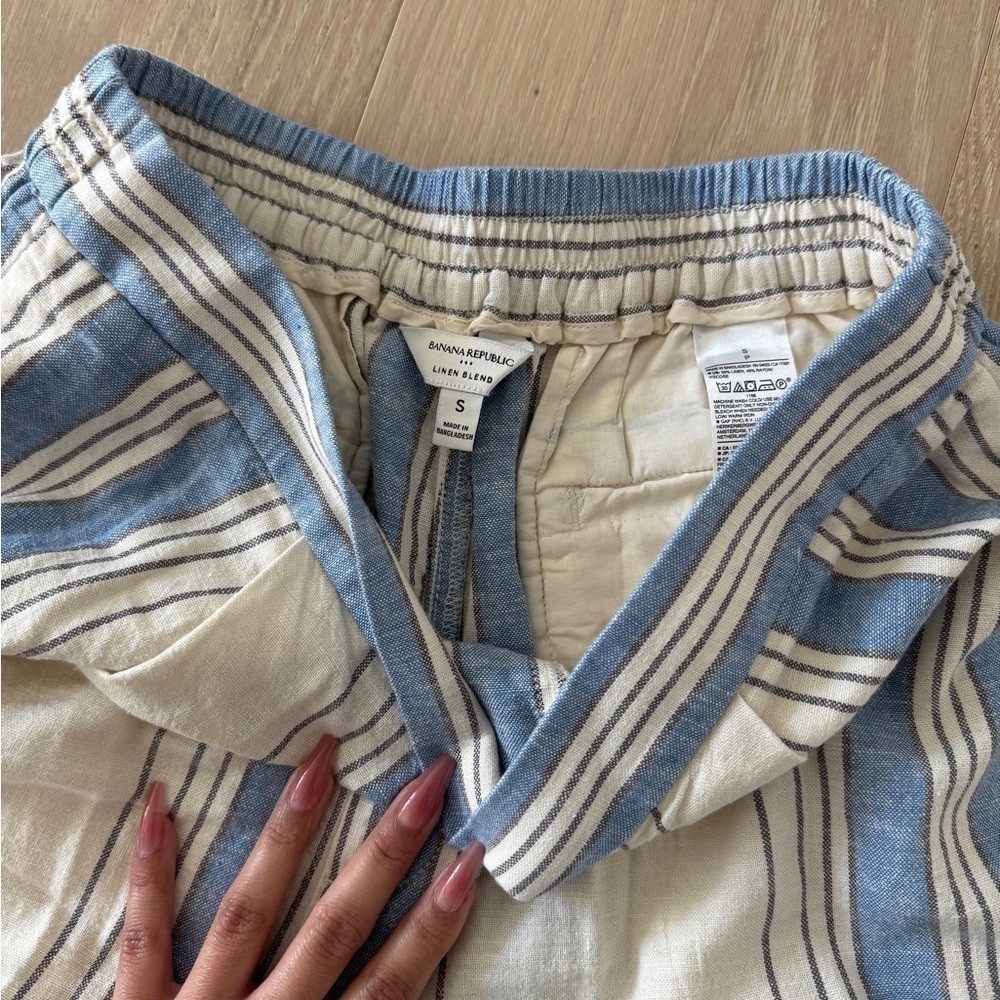 Banana Republic Linen Blend Striped Wide-Leg Cropped Pants Size S - Picture 5 of 5
